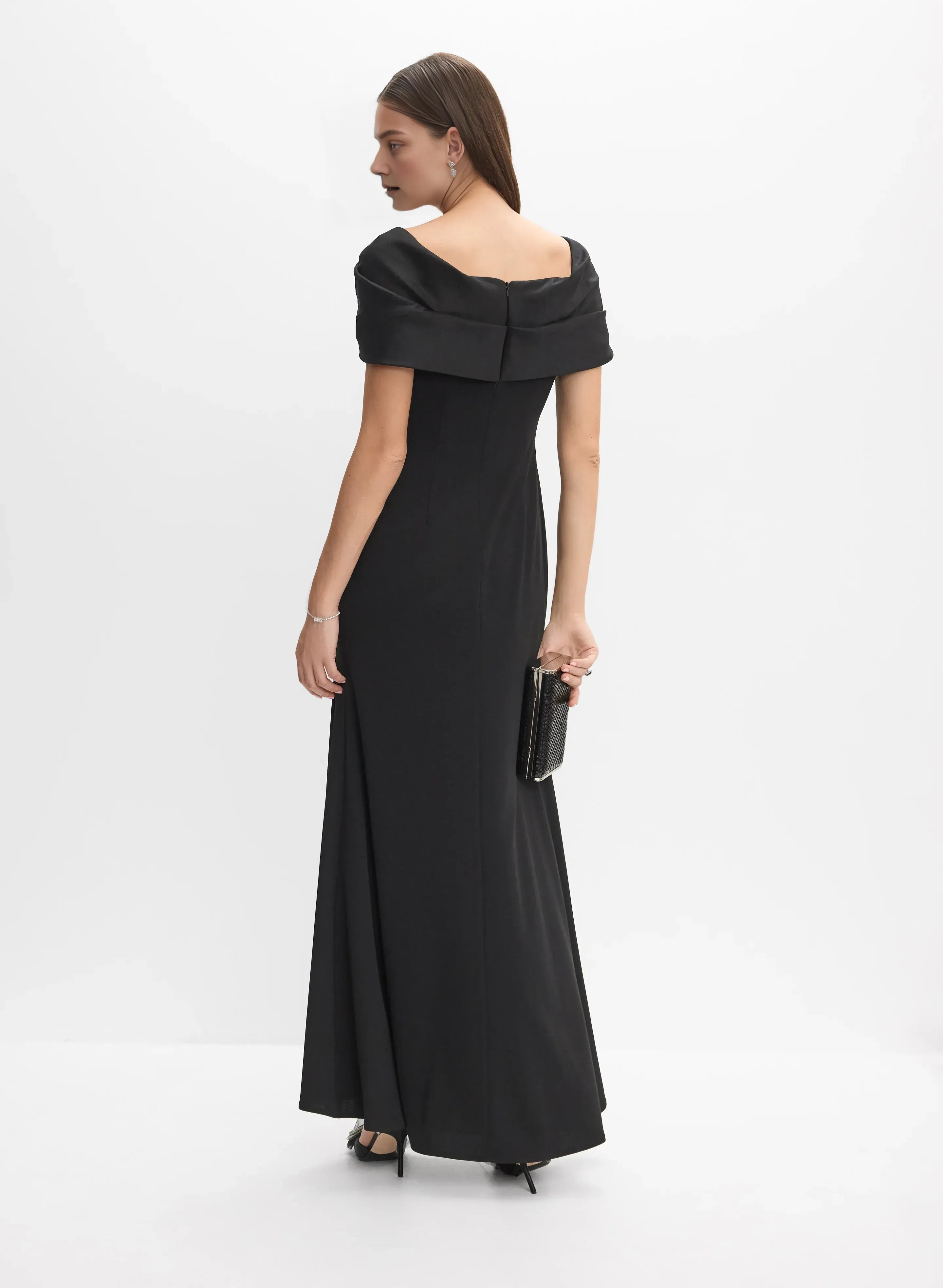 Modern Mermaid Asymmetrical-Neck Cap Sleeve Zipper Up Floor-Length Prom Dress